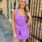 Jules Square Neck Romper Dress- Purple/Lav