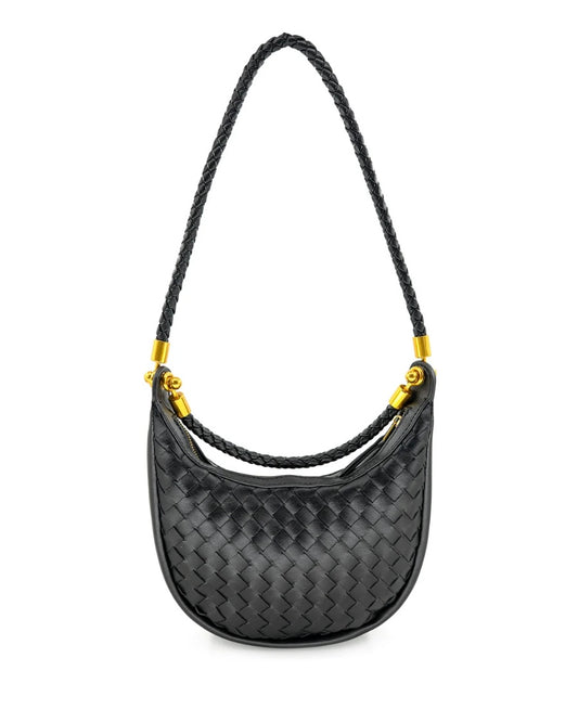 Keely Mini Woven Hobo- Black