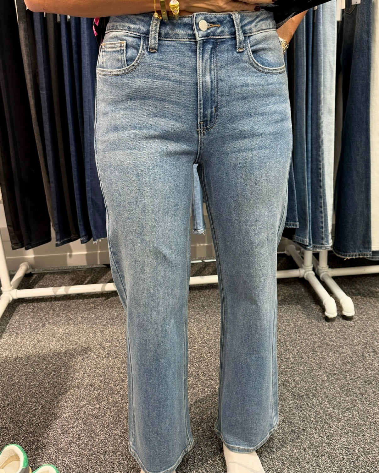 Mingo HR Slim Wide Leg- Med Denium