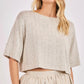 Arden Stripe Boxy Crop Top- Grey Ivory