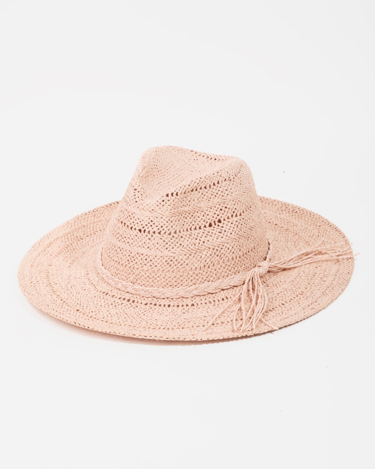 Cancun Braided Rope Straw Hat- Pink