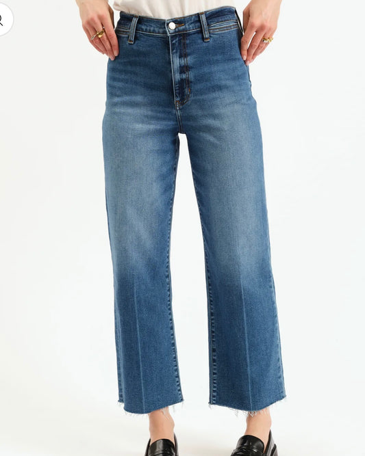 Pleaser High Rise Wide Ankle Denim- Indigo