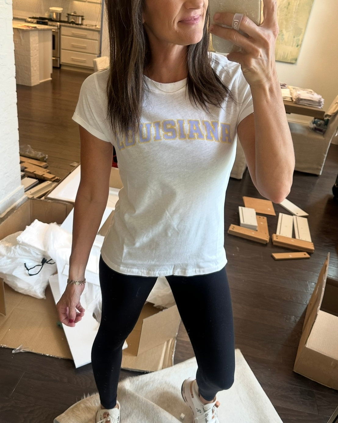 Louisiana Backwards Graphic Tee- White