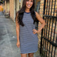 Piper Stripe Sleeveless Pocket Dress- Navy