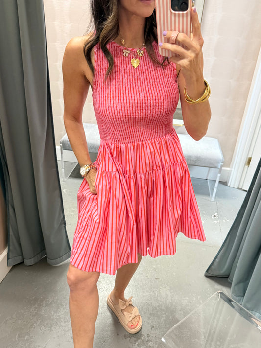 Stage Stripe Mini Dress- Orange