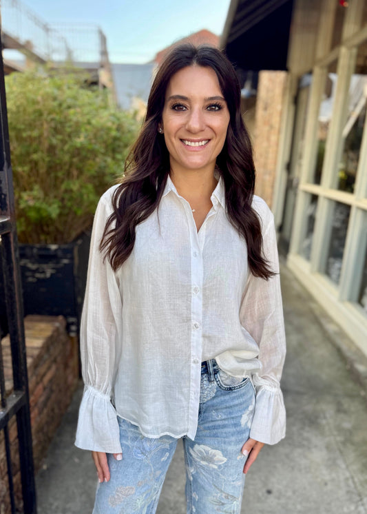 Vista Button Down Top- White