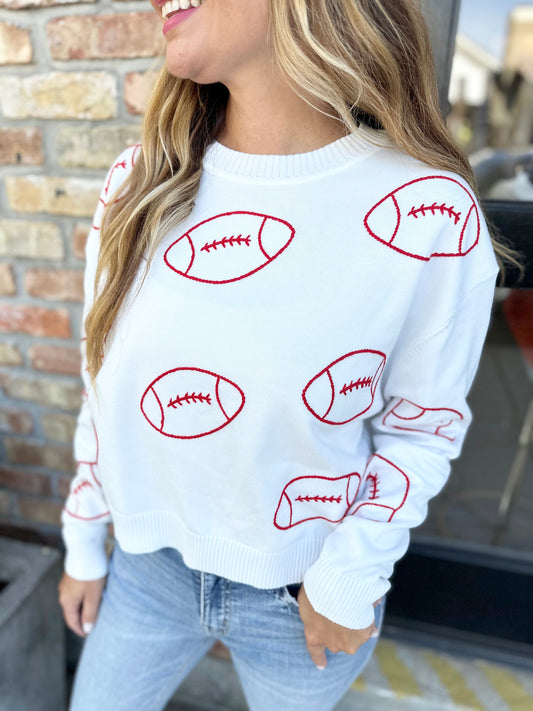 The Scrimmage Sweater- Red & White