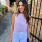 Nia Button Back Tank- Lavender
