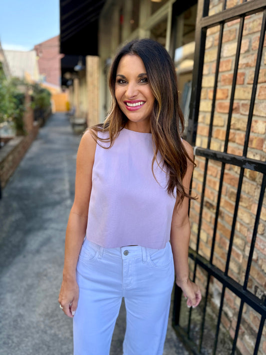 Nia Button Back Tank- Lavender