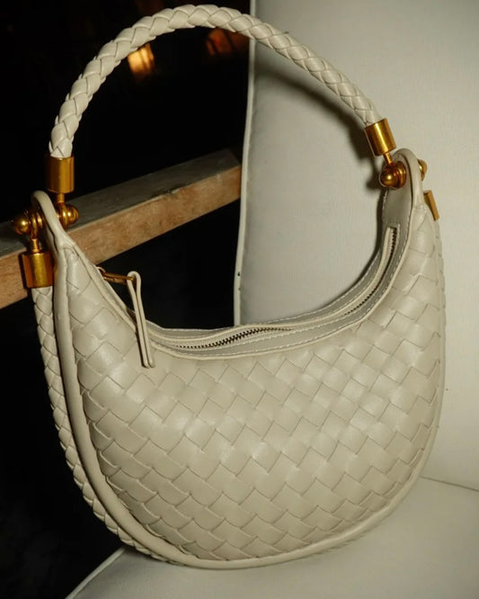 Keely Mini Woven Hobo- Beige