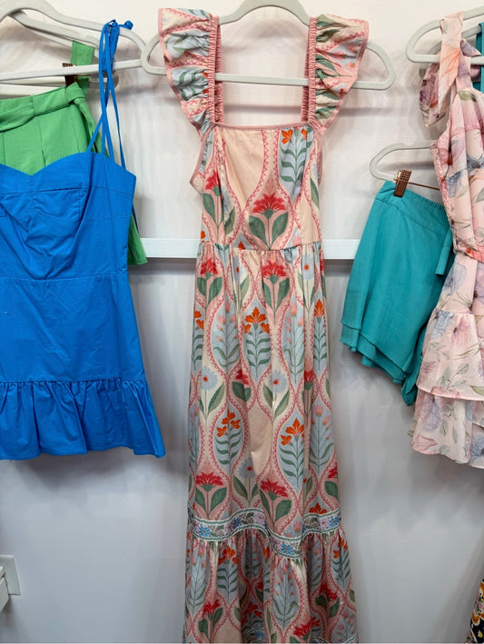 Oleander Maxi Dress- Petal Trellis