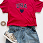 USA Heart Top- Red