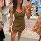 Kickoff Twist Romper Dress- Brown