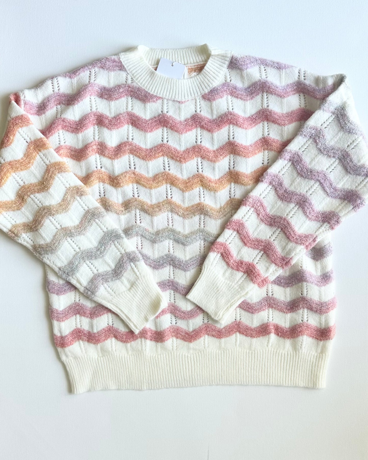 Chevron Stripe Sweater- Cream