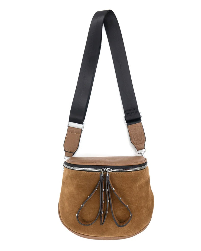 George Suede Crossbody Bag-Khaki