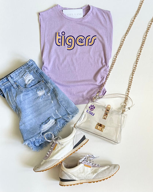 Tigers Ruched Tank- Lavender