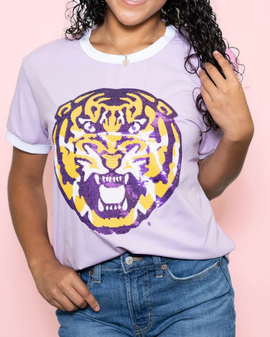 LSU Tiger Head Tee- Lavender
