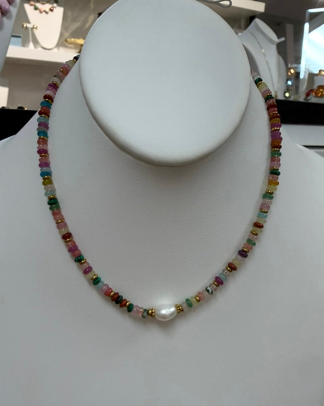 Taj Pearl Beaded Necklace- Multi
