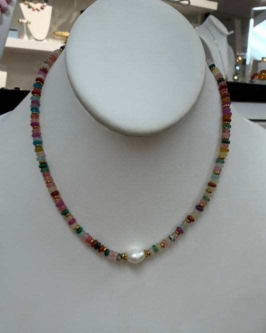 Taj Pearl Beaded Necklace- Multi