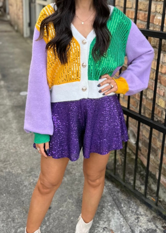 Leia Sequin Shorts- Purple