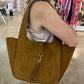 Beverly Suede Tote Bag-Cognac