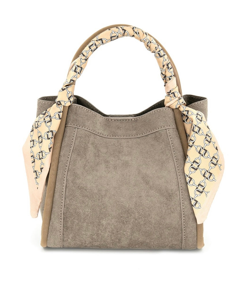 Gianna Suede Bag- Taupe