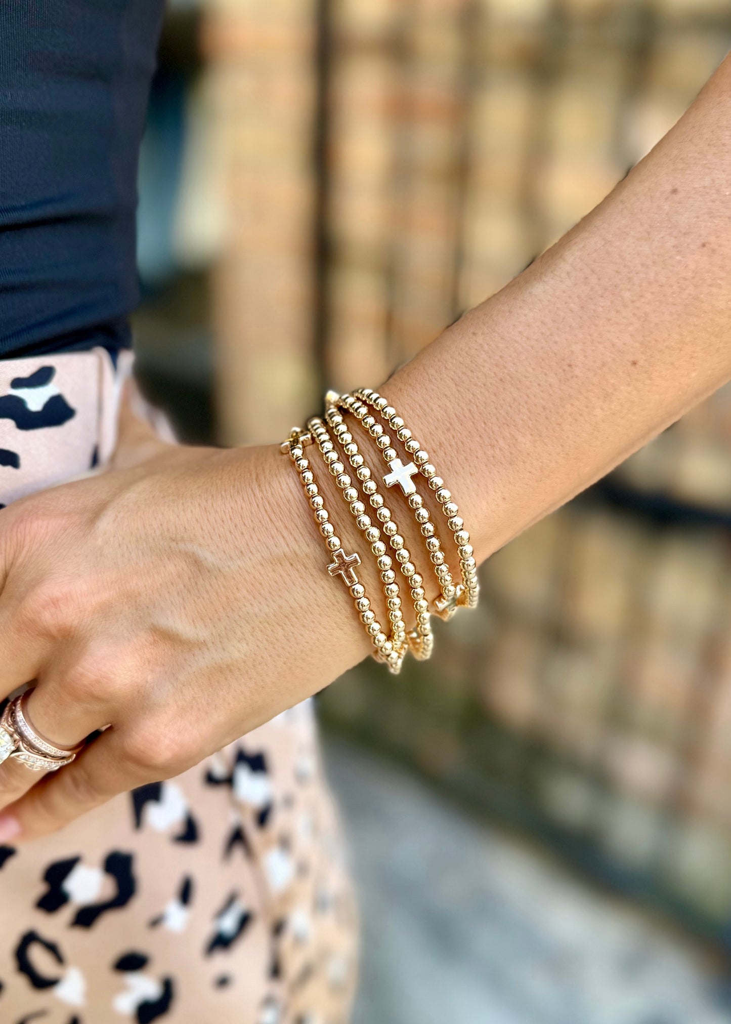 Brandi 5 Row Cross Bracelets- Gold