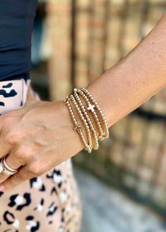 Brandi 5 Row Cross Bracelets- Gold