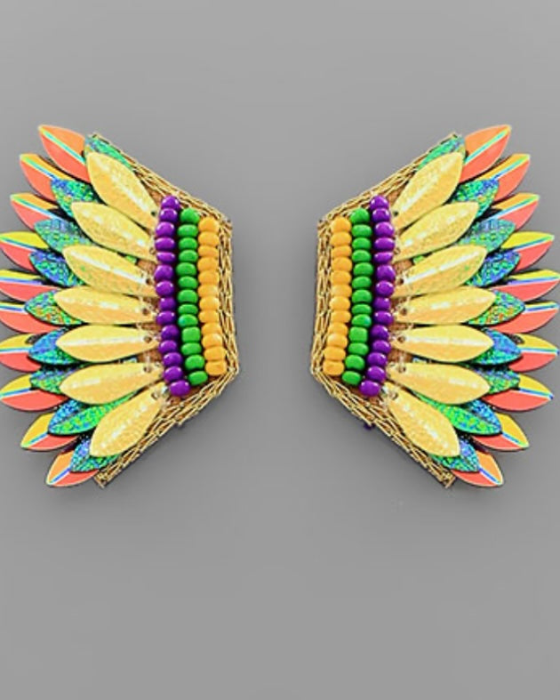 Mardi Gras Wing Earrings- PGG