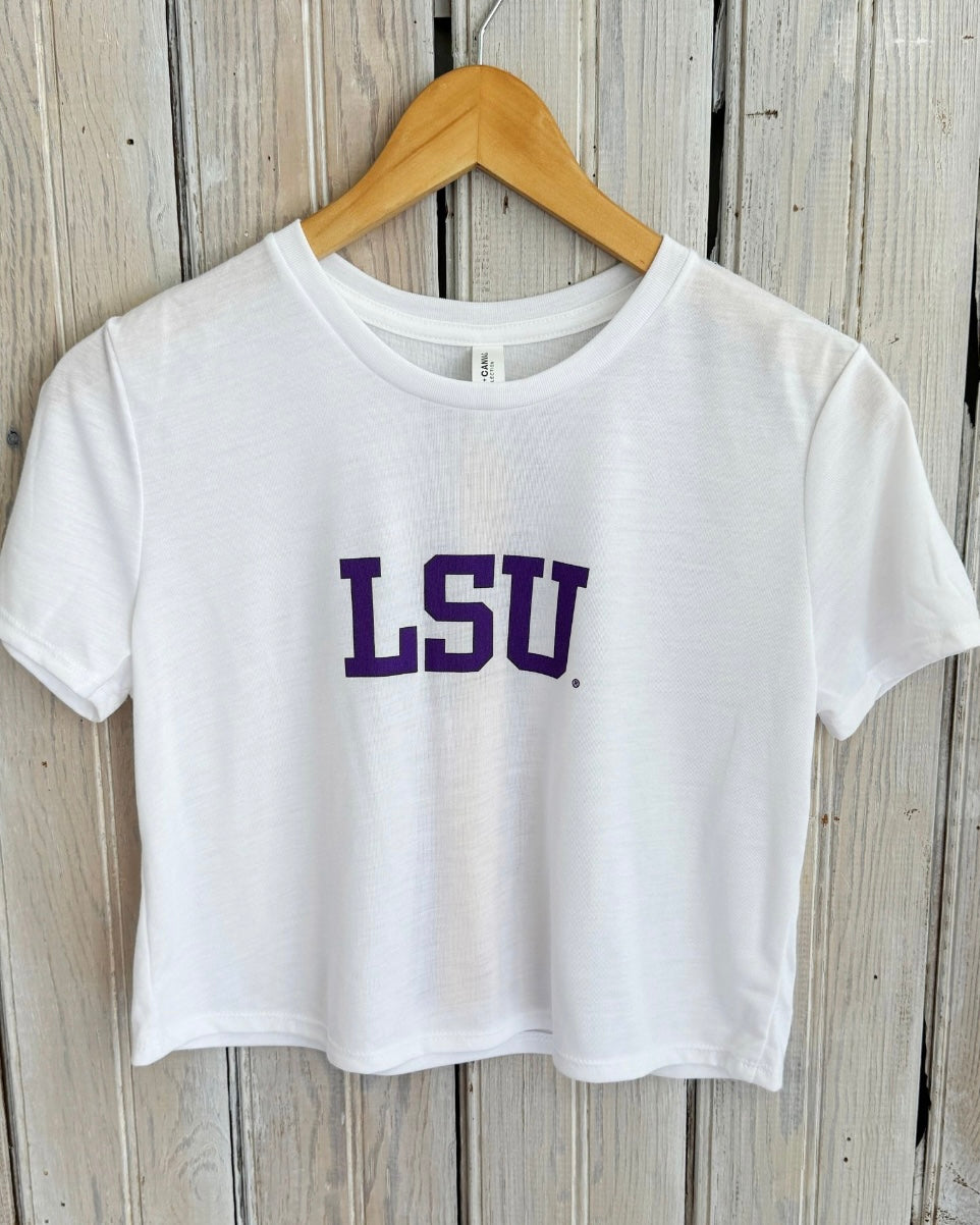 LSU Crop Tee- White