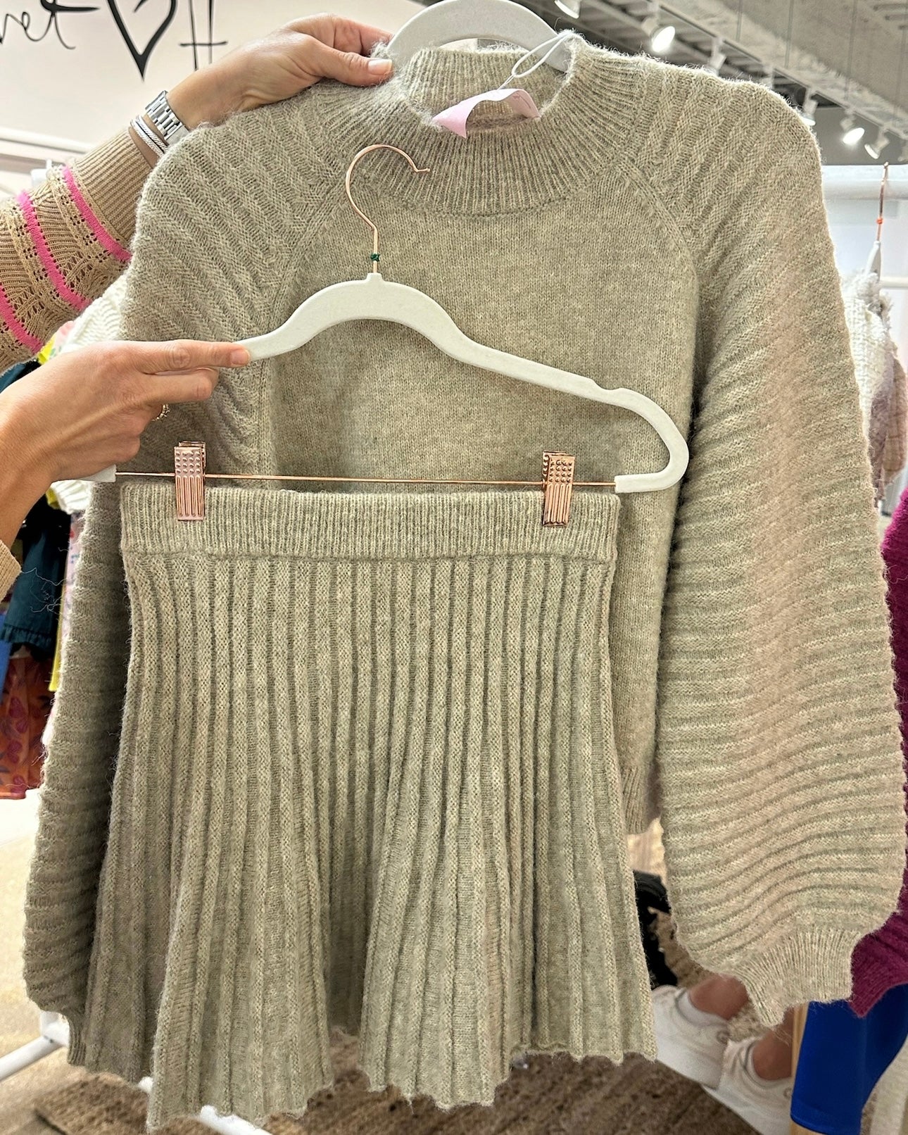 Farrah Sweater Skirt- Heather Oat