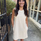Piper Stripe Sleeveless Pocket Dress- Taupe