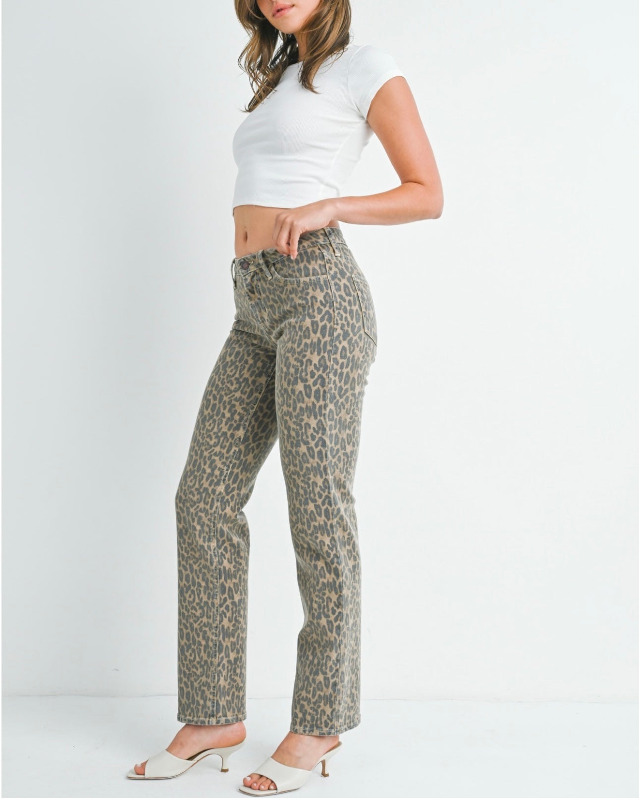 Leopard HR Straight Leg Denim