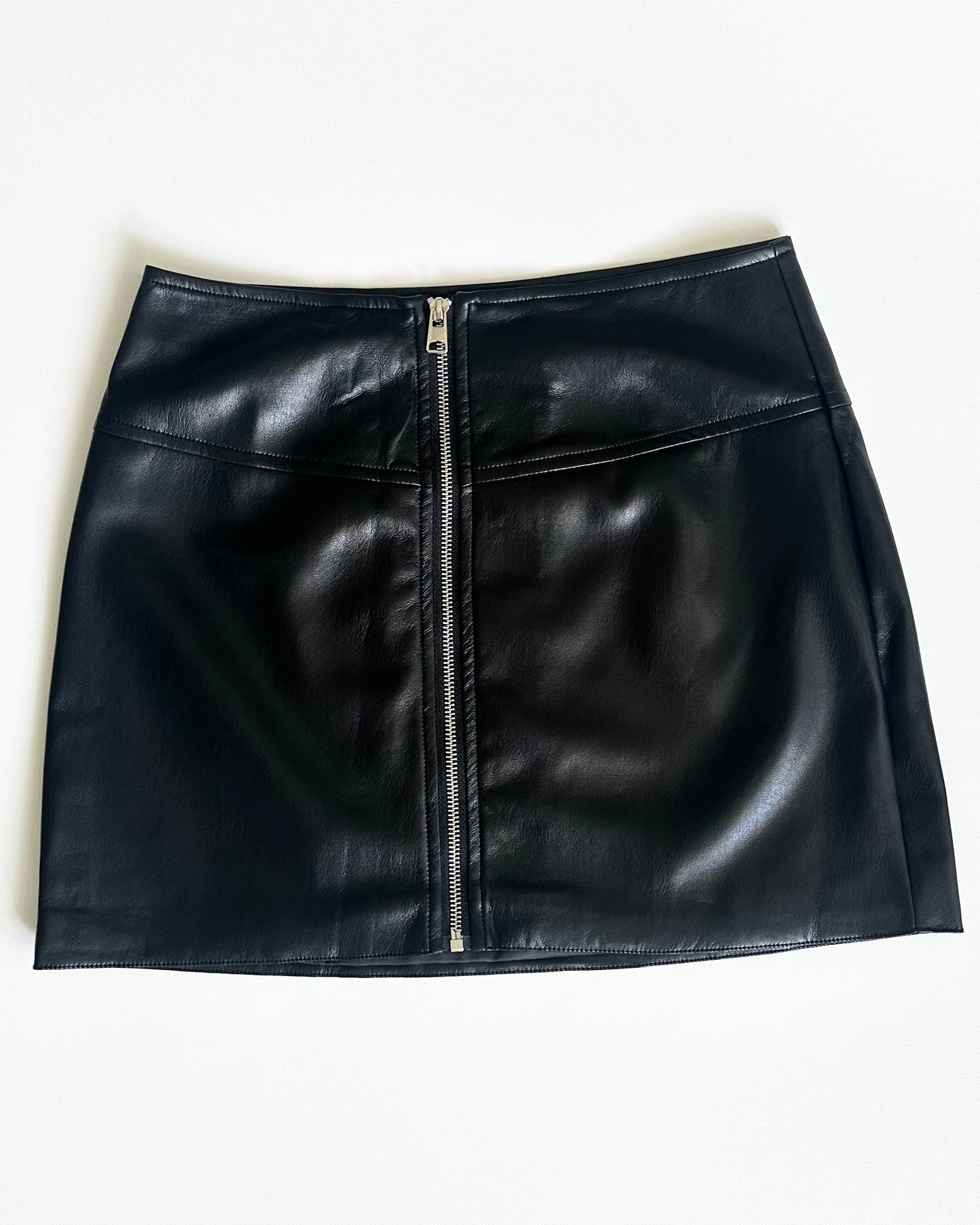 Ingrid Zip Front Mini Skirt- Black