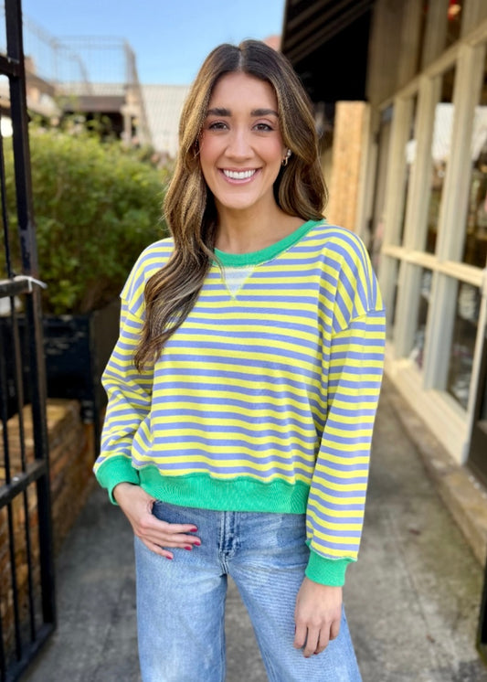 Mardi Metry Stripe Sweatshirt- Pastel