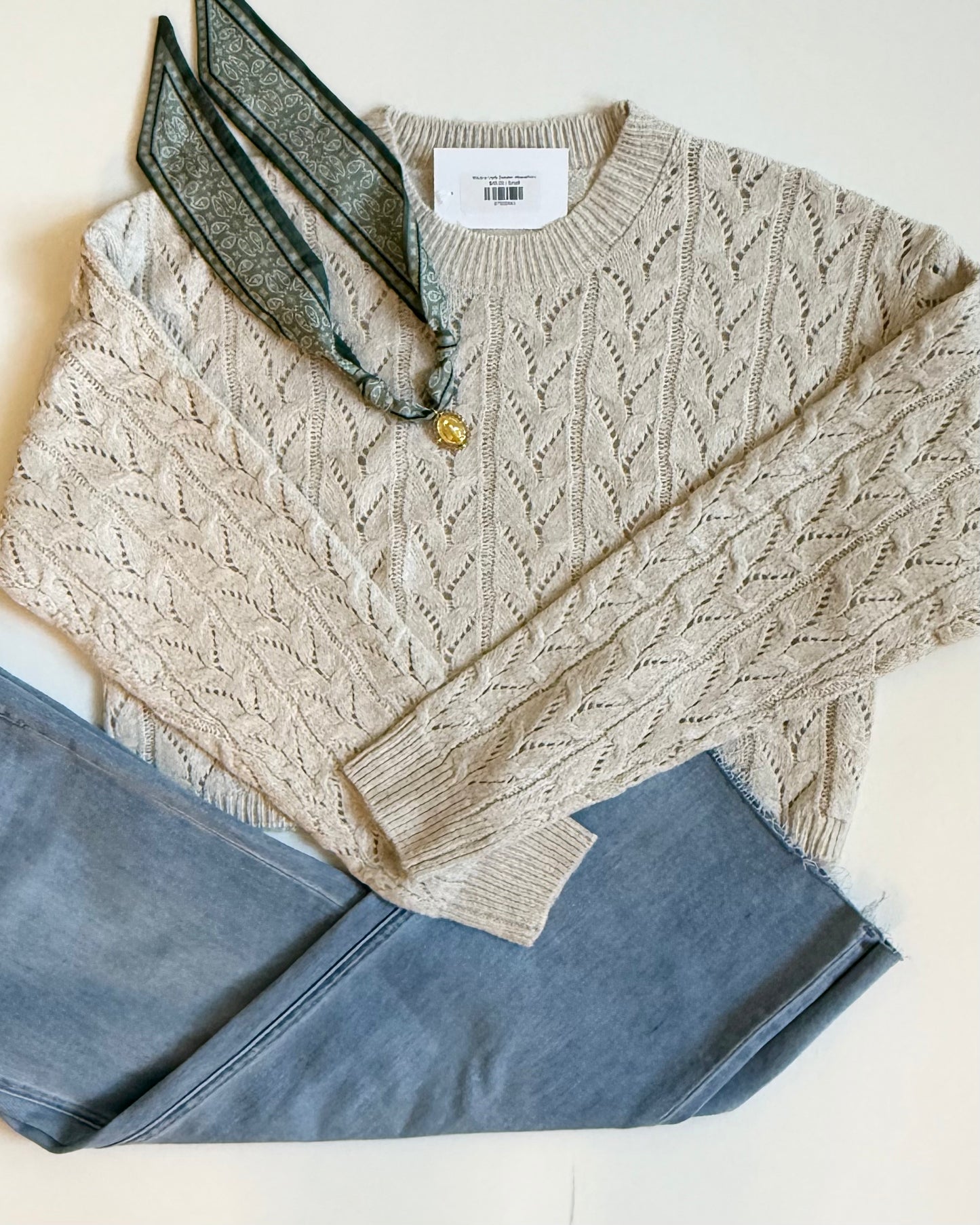 Wisteria Cable Sweater- Alpaca/Ivory