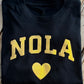 NOLA Heart Crop Tee- Black