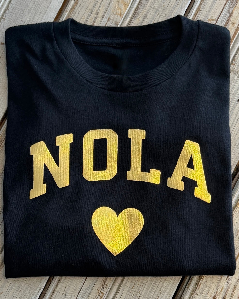 NOLA Heart Crop Tee- Black
