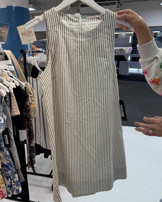 Stacey Stripe Dress- Ivory Black