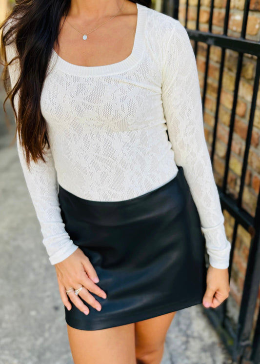 Bullock Faux Leather Skort- Black