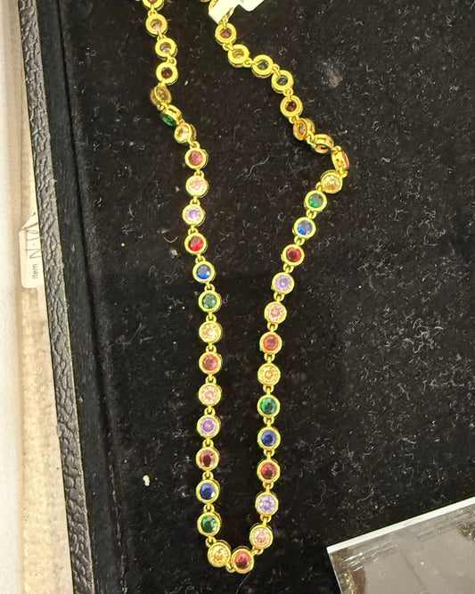 Celeste Colored Tennis Necklace- Multi