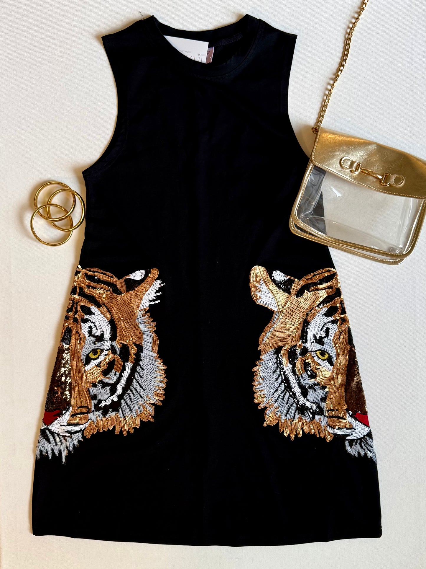 SC Tiger Head Tank Dress- Black