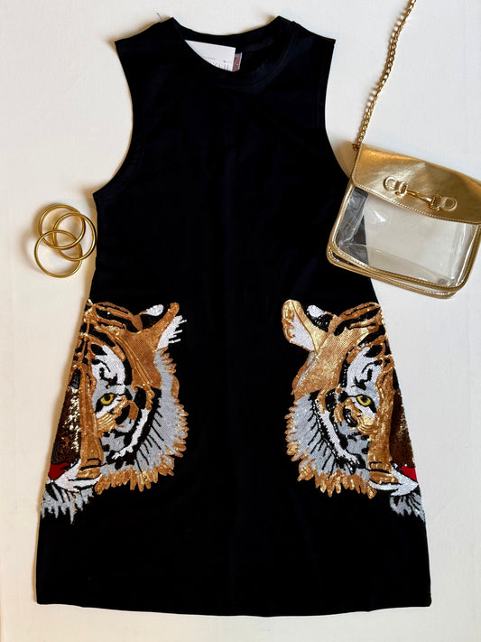 SC Tiger Head Tank Dress- Black