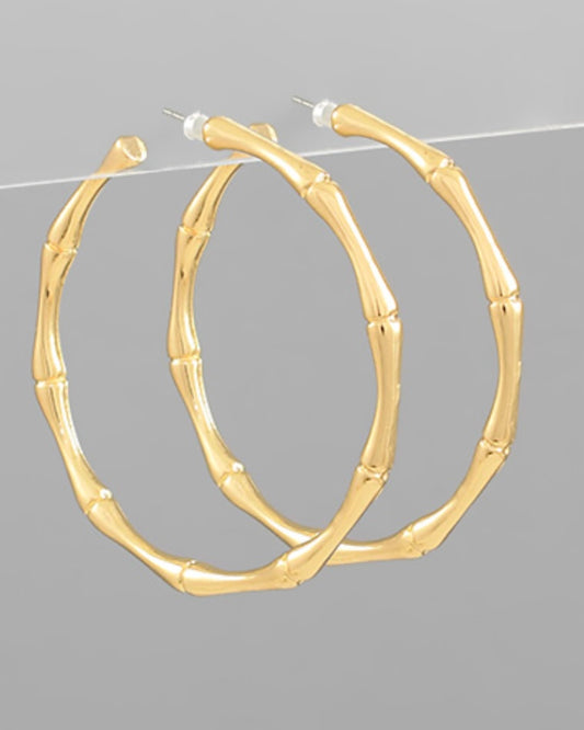 Bamboo Hoop Earrings- Gold