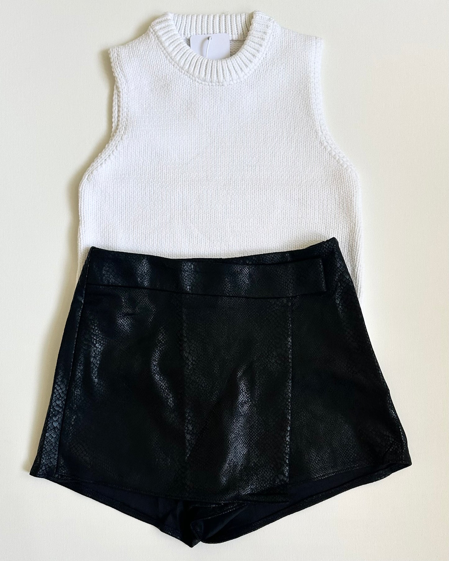 Take Care Skort- Black Snake Suede