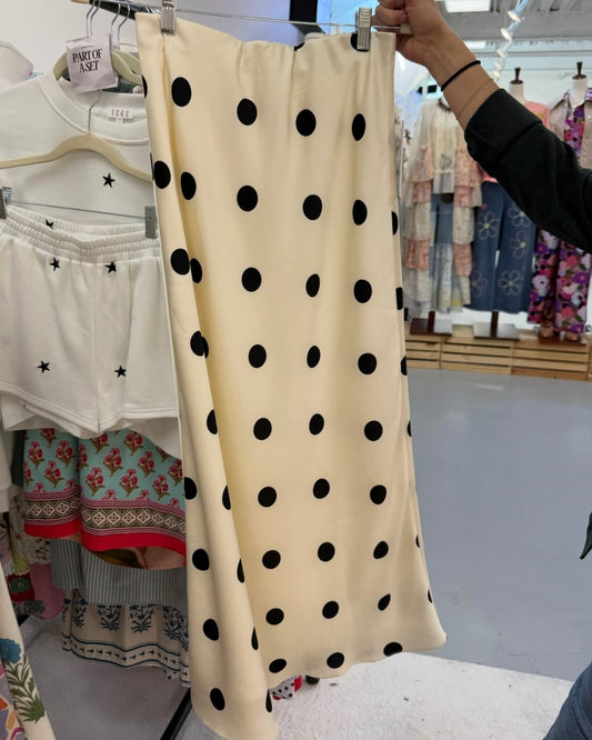 Polka Dot Maxi Skirt- Off White