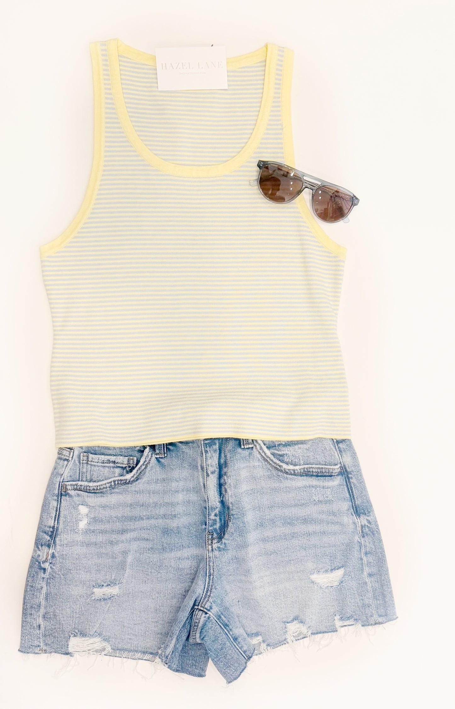 Landon Striped Tank- Blue/Yellow