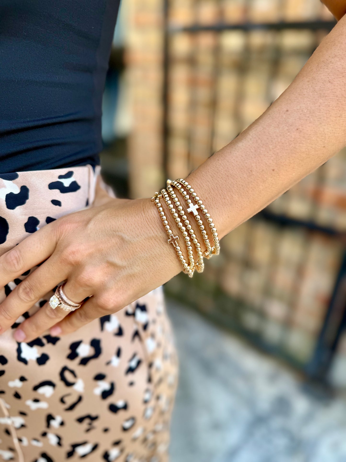 Brandi 5 Row Cross Bracelets- Gold