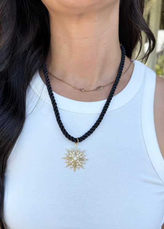 Cord Necklace- Black/Star