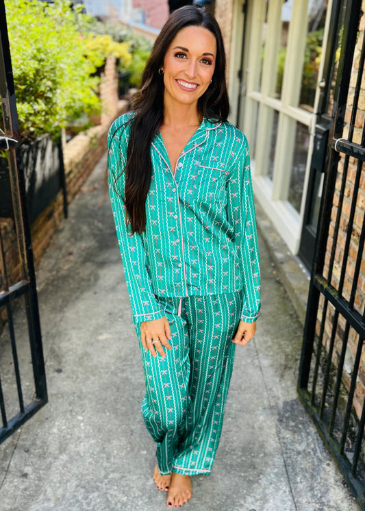 Charlotte in a Bow Pajamas- Green